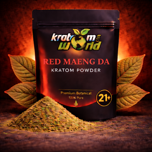Red Maeng Da natural-leaf kratom powder from KratomWorld
